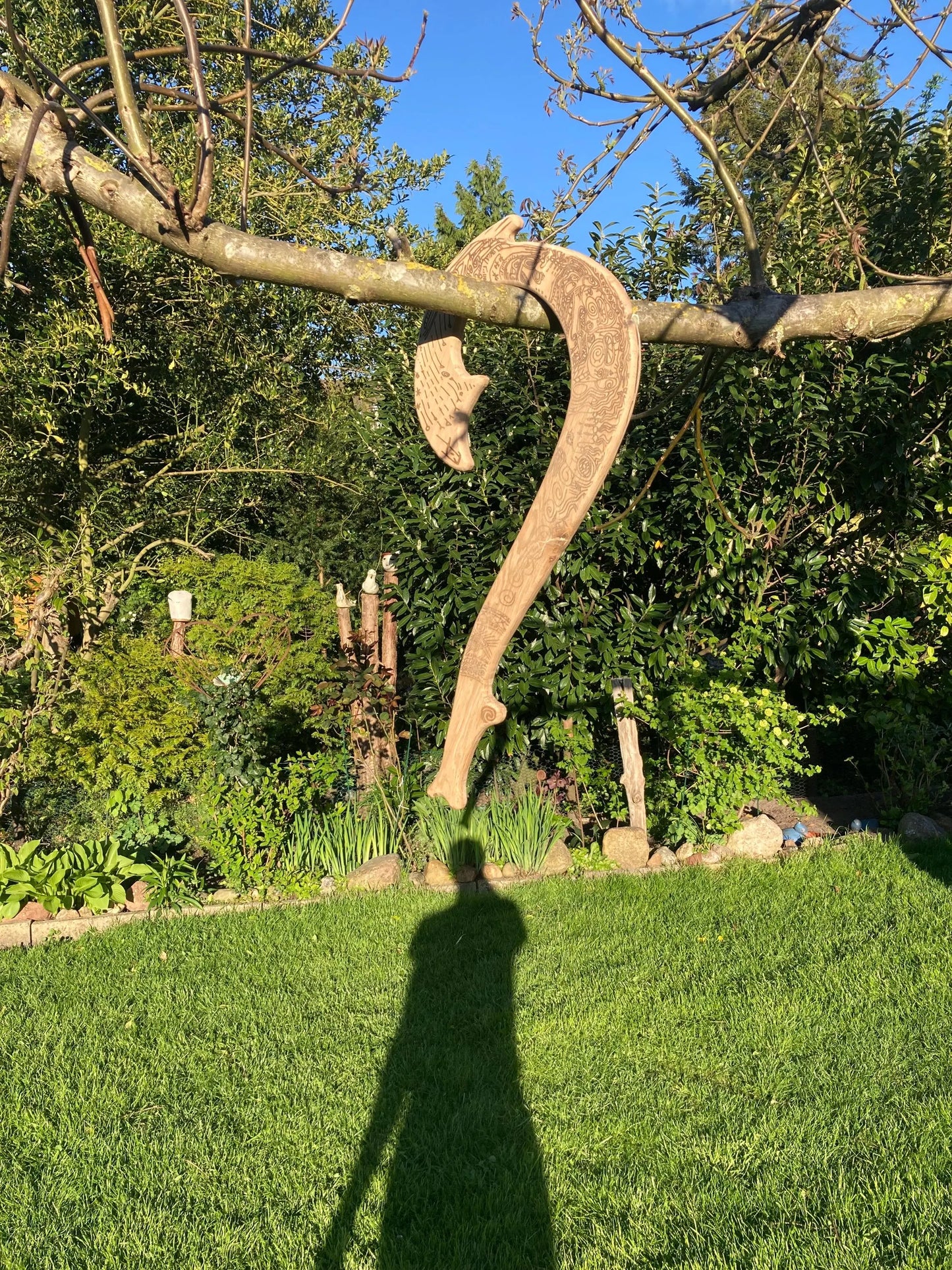 Mauis Fischhaken aus Massivholz, Vaiana inspiriert, 90cm Länge, handgemacht, personalilierbar, Mauis Gravur