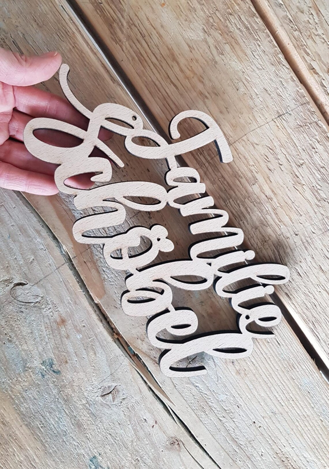 Türschild Familienname für einen Kranz, Namensschild