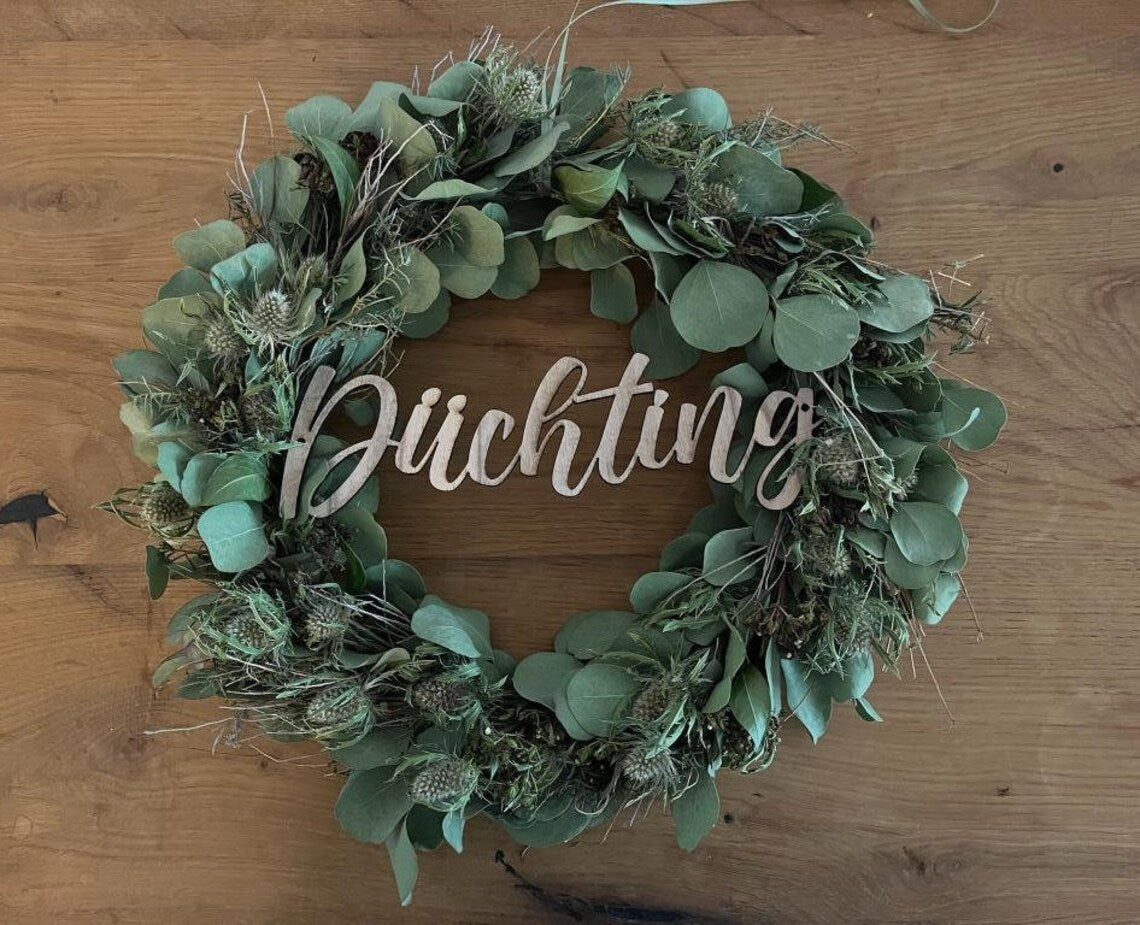 Türschild Familienname für einen Kranz, Namensschild