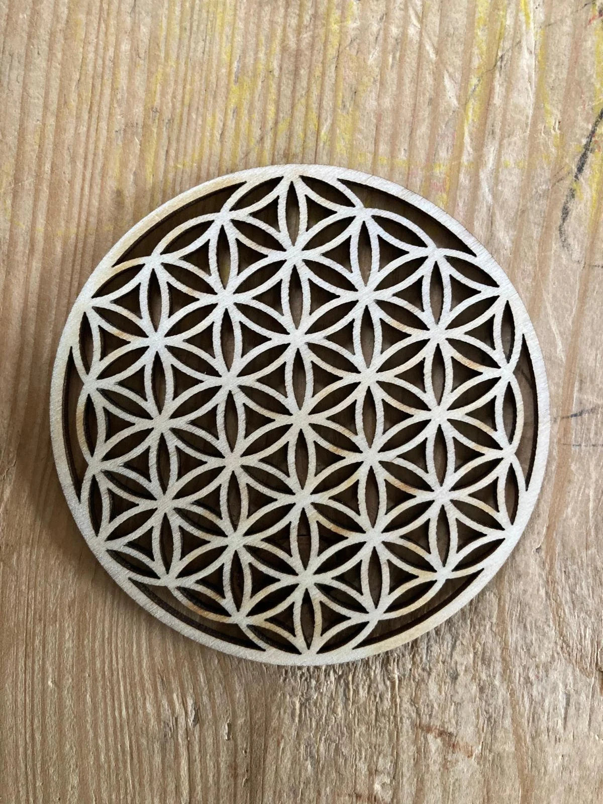 Blume des Lebens Untersetzer, Heilige Geometrie, Laser cut, Untersetzer für Tassen & Gläser, Holz, symmetrische Form, (4er Set)
