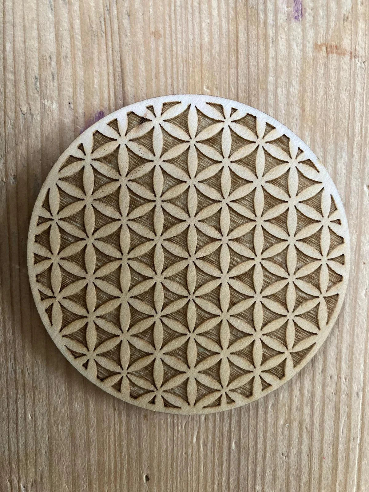 Blume des Lebens Untersetzer, Heilige Geometrie, Laser cut, Untersetzer für Tassen & Gläser, Holz, symmetrische Form, (4er Set)