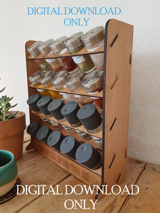 Gewürzregal Holz - Digital Download File -Dateien für Laserschnitter, svg, dxf, Laser cut Template, Laser cut Projekt, Vorlagen Schnittplan