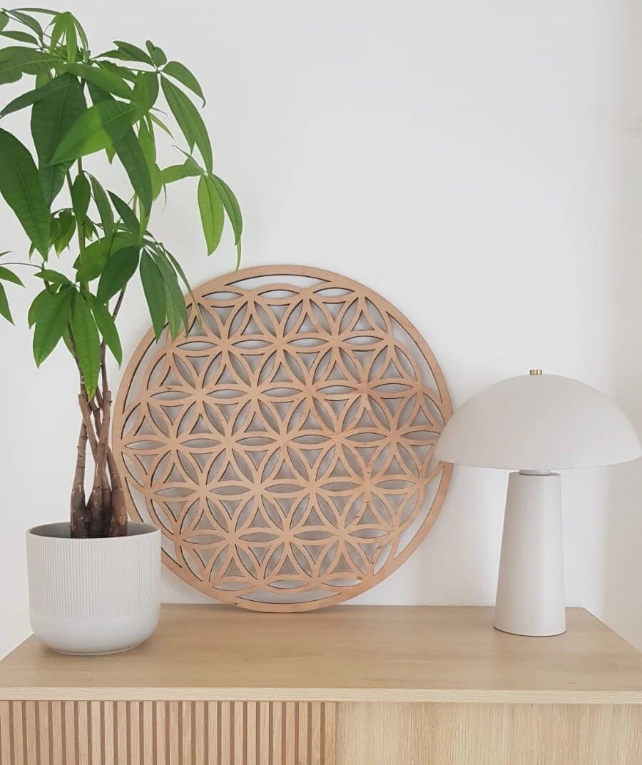 Blume des Lebens Wanddeko, Heilige Geometrie, Holz, laser cut, symmetrische Form, Geometrisches Ornament