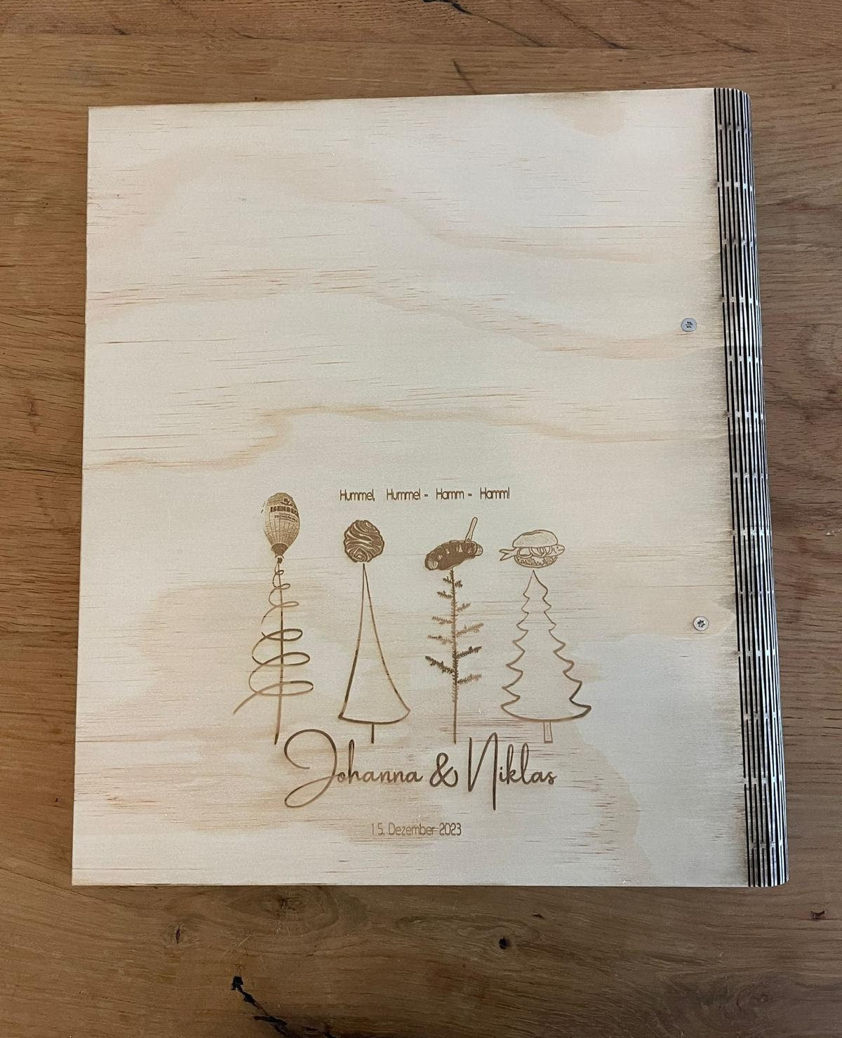 Kochbuch aus Holz, personalisierbar, Rezeptbuch, Rezeptordner, laser cut, individueller Gravur, A4 A5
