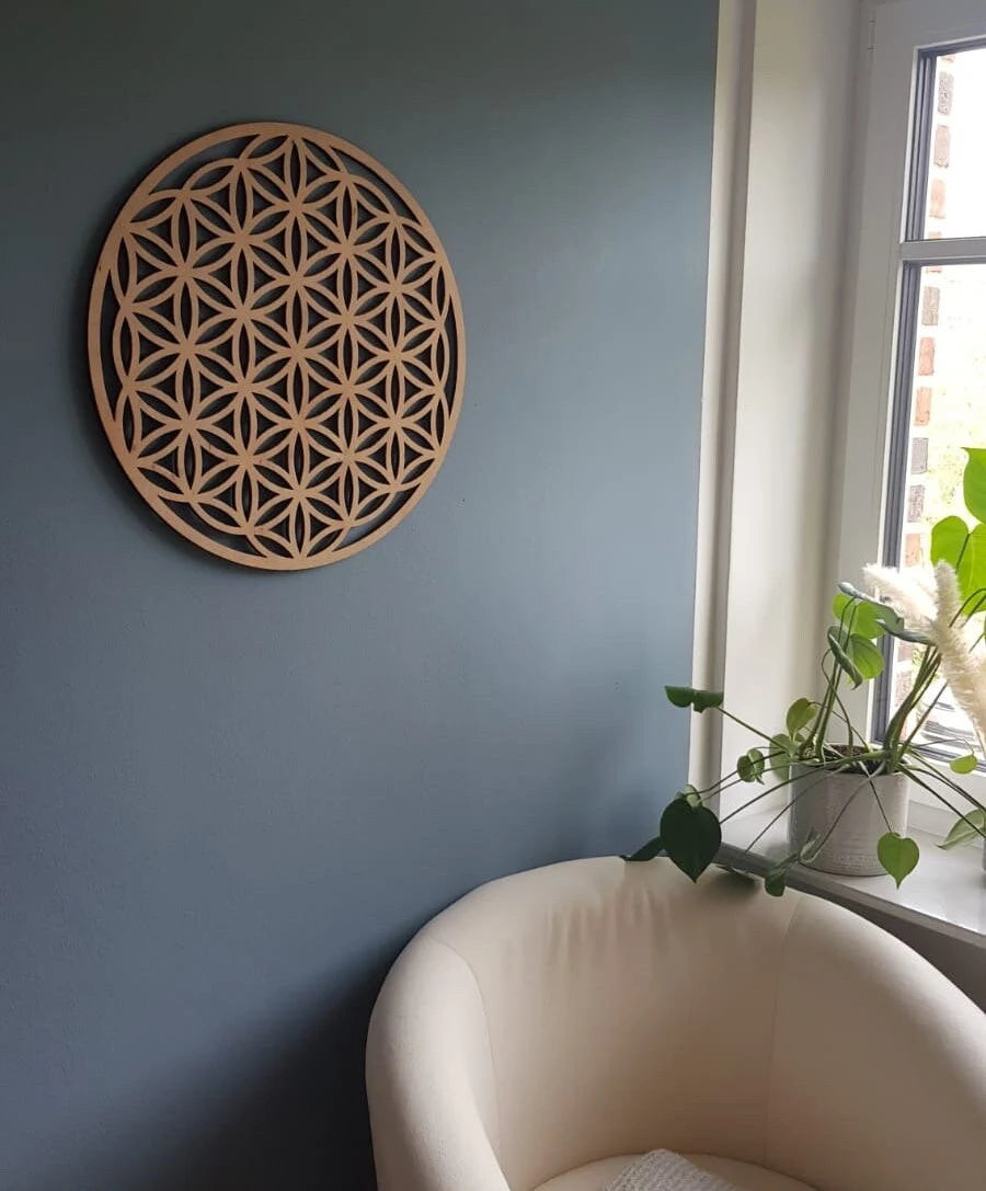 Blume des Lebens Wanddeko, Heilige Geometrie, Holz, laser cut, symmetrische Form, Geometrisches Ornament