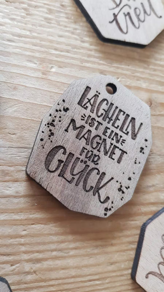 Schlüsselanhänger 6er Set, Holzanhänger, Mutsprüche, Gute Laune Sprüche, positive Sprichwörter, Geschenk