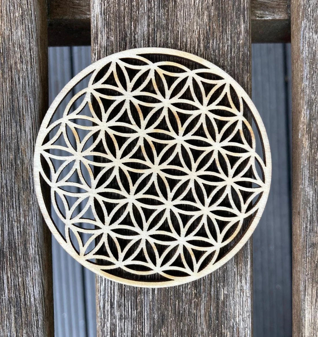 Blume des Lebens Untersetzer, Heilige Geometrie, Laser cut, Untersetzer für Tassen & Gläser, Holz, symmetrische Form, (4er Set)