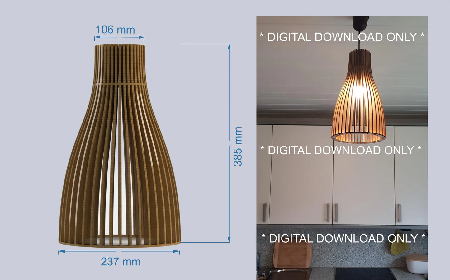 Vasen Lampe - Digital Download Nur -Dateien für Laserschnitter, svg, dxf, Laser cut Template, Laser cut Projekt, Vorlagen Schnittplan