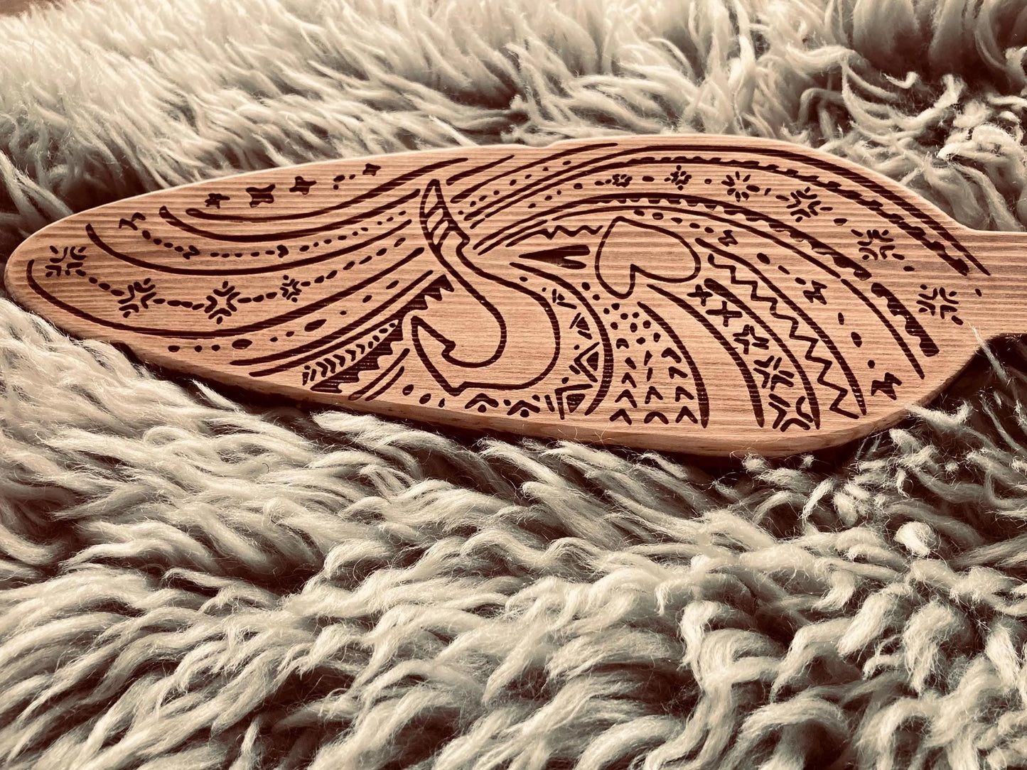 Moana Paddel aus Holz, Vaiana inspiriert, 70 cm Länge, 100 cm Länge, Lasercut, personalilierbar, Mauis Gravur