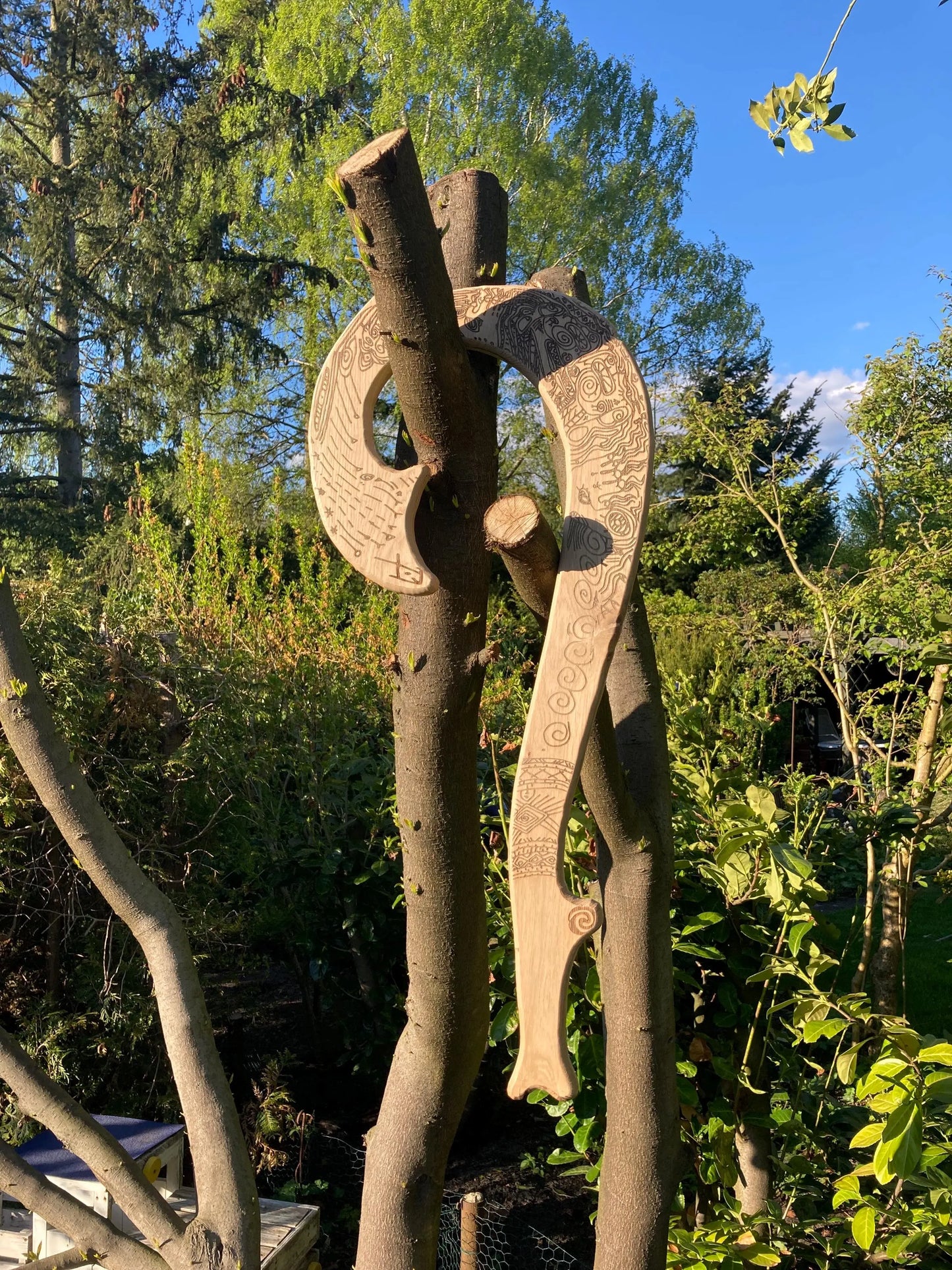 Mauis Fischhaken aus Massivholz, Vaiana inspiriert, 90cm Länge, handgemacht, personalilierbar, Mauis Gravur