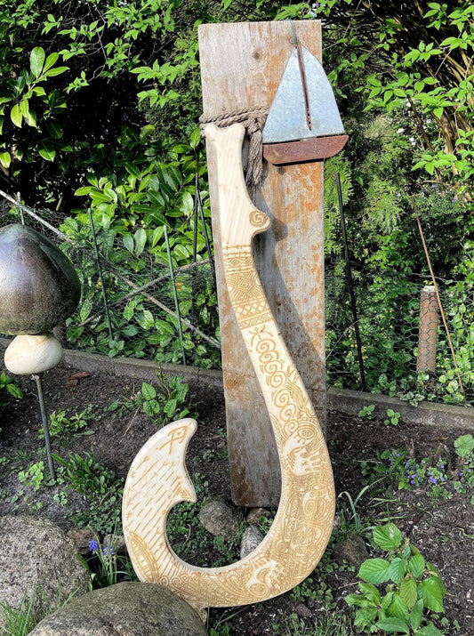 Mauis Fischhaken aus Fichtenholz, Vaiana inspiriert, 40 cm, 60 cm und 100 cm Länge, handgemacht, personalilierbar, Mauis Gravur