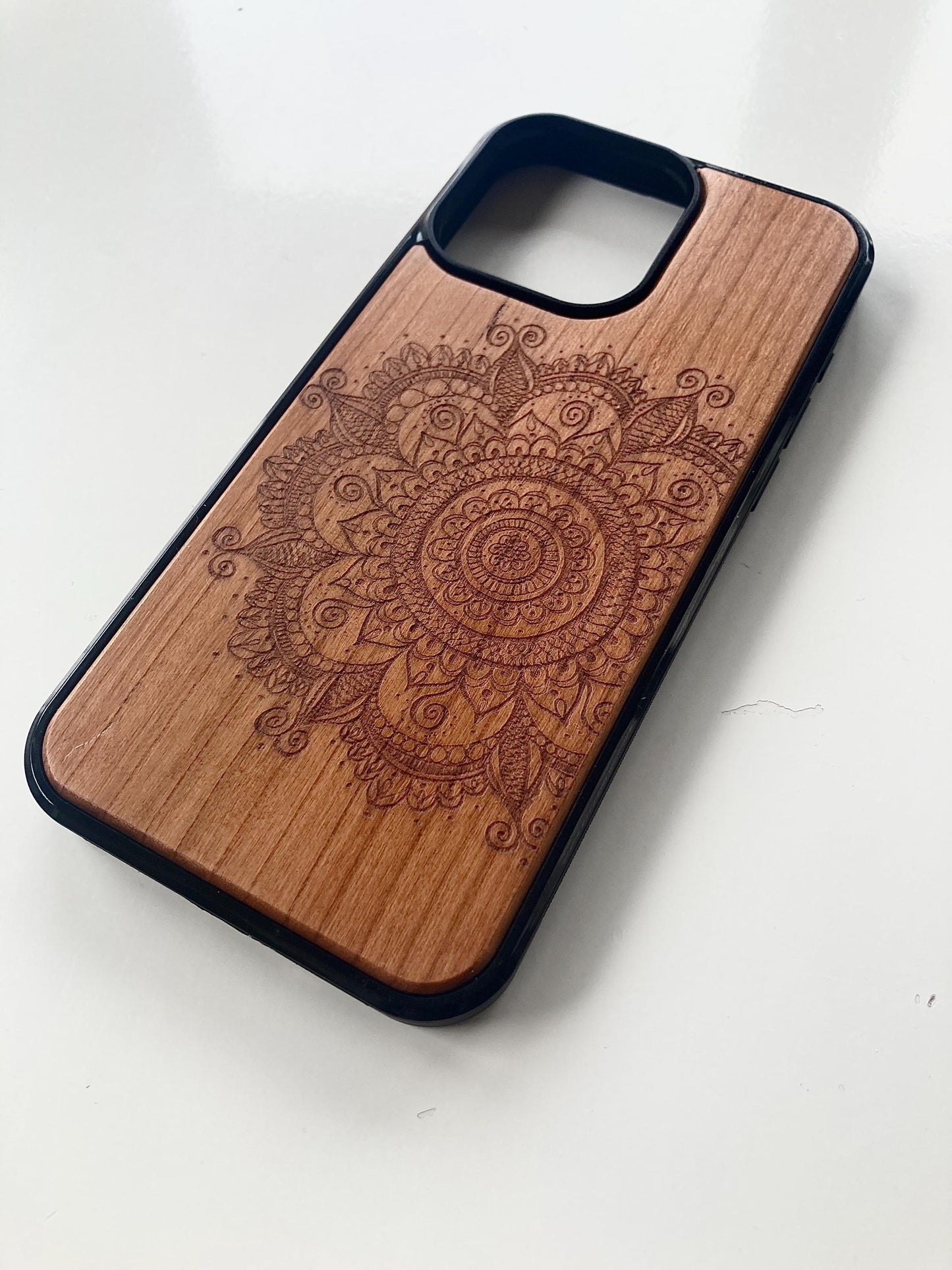 Engraved Handyhülle Holz für iPhone 15 Pro Max, Echtholz Schutzhülle, Walnuss, Handy Holzhülle, Kirschbaum, TPU Hülle, Abdeckung, Unikat