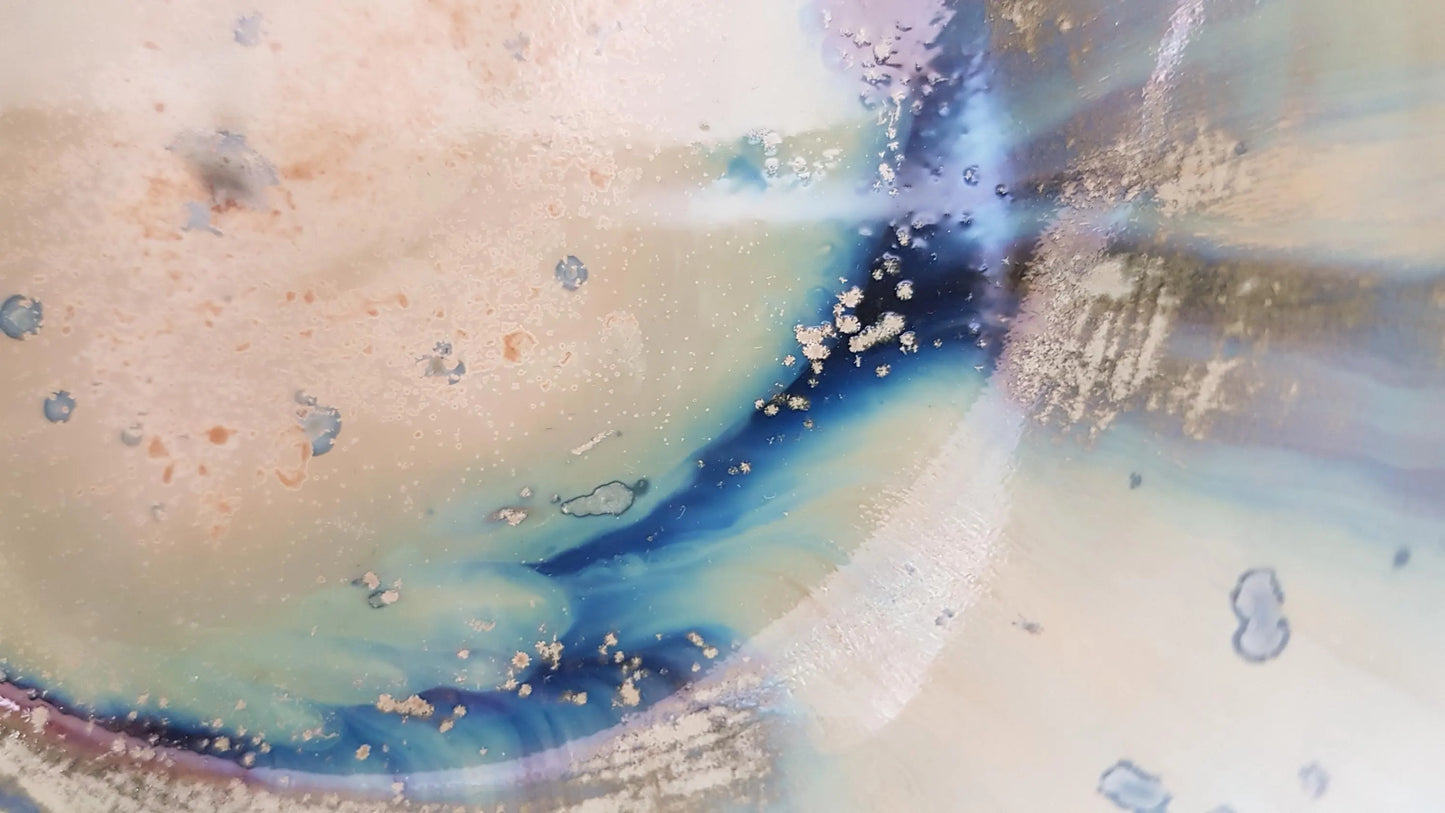 Tonschale, Keramikschale, Ton, Keramik, Schale, lasiert, blau, beige, weiß, rund, handgemacht, Unikat, natürlich, Einzelstück