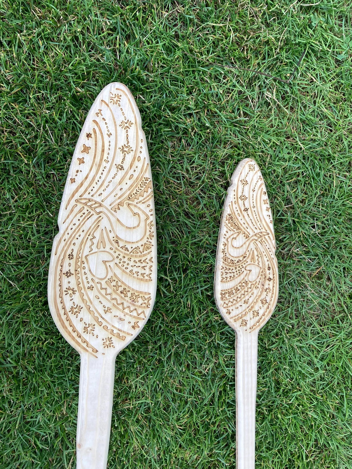 Moana Paddel aus Holz, Vaiana inspiriert, 70 cm Länge, 100 cm Länge, Lasercut, personalilierbar, Mauis Gravur