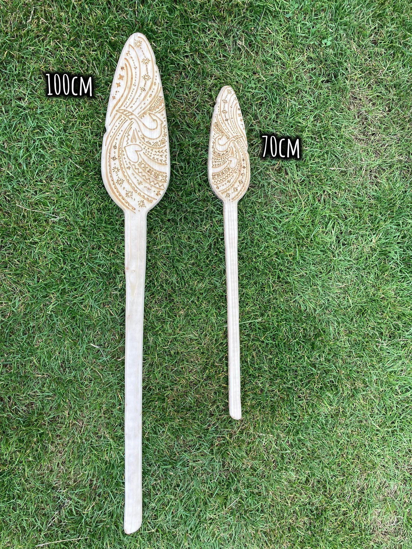 Moana Paddel aus Holz, Vaiana inspiriert, 70 cm Länge, 100 cm Länge, Lasercut, personalilierbar, Mauis Gravur